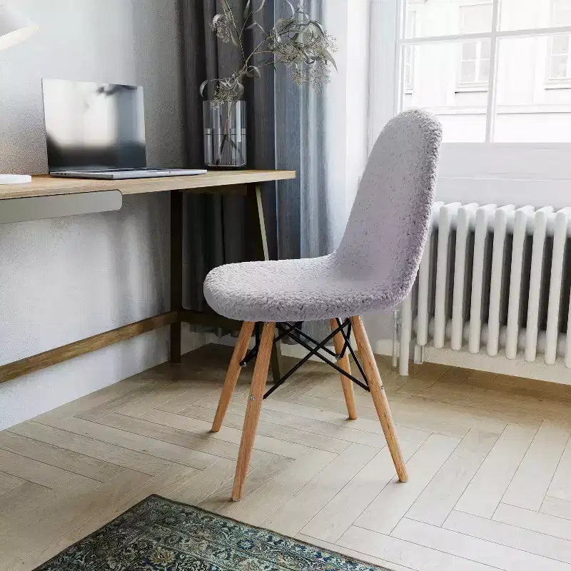 Emma and Oliver Dorset Series Faux Shearling Accent Chair with Beechwood Legs for Living Room, Bedroom, Dorm and More