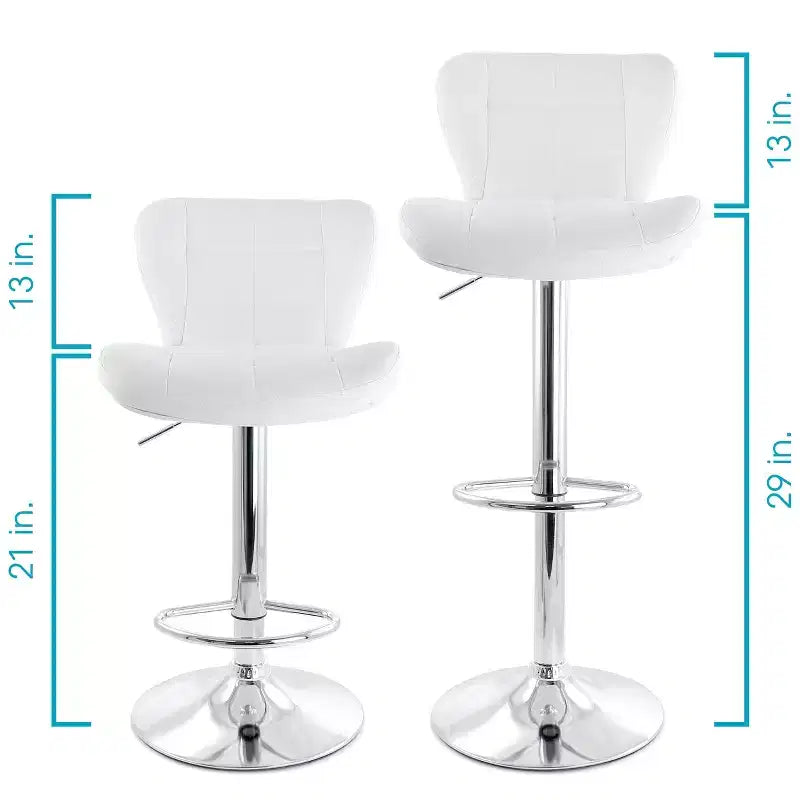Elama 2 Piece Adjustable Faux Leather Bar Stool Set