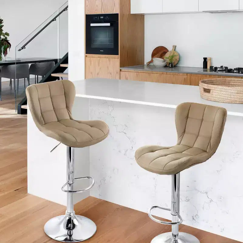 Elama 2 Piece Adjustable Faux Leather Bar Stool Set