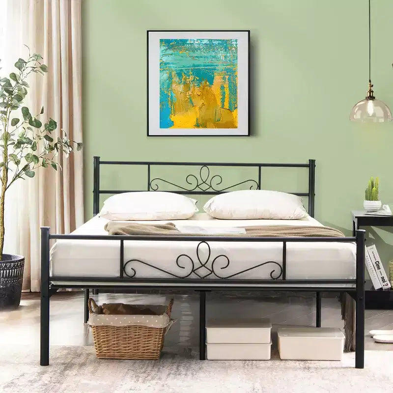 Costway Twin/Queen/Full Metal Platform Bed Frame with Headboard and Footboard No Box Spring Needed