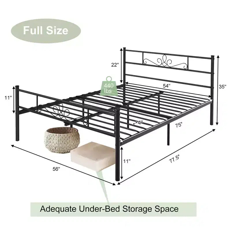 Costway Twin/Queen/Full Metal Platform Bed Frame with Headboard and Footboard No Box Spring Needed