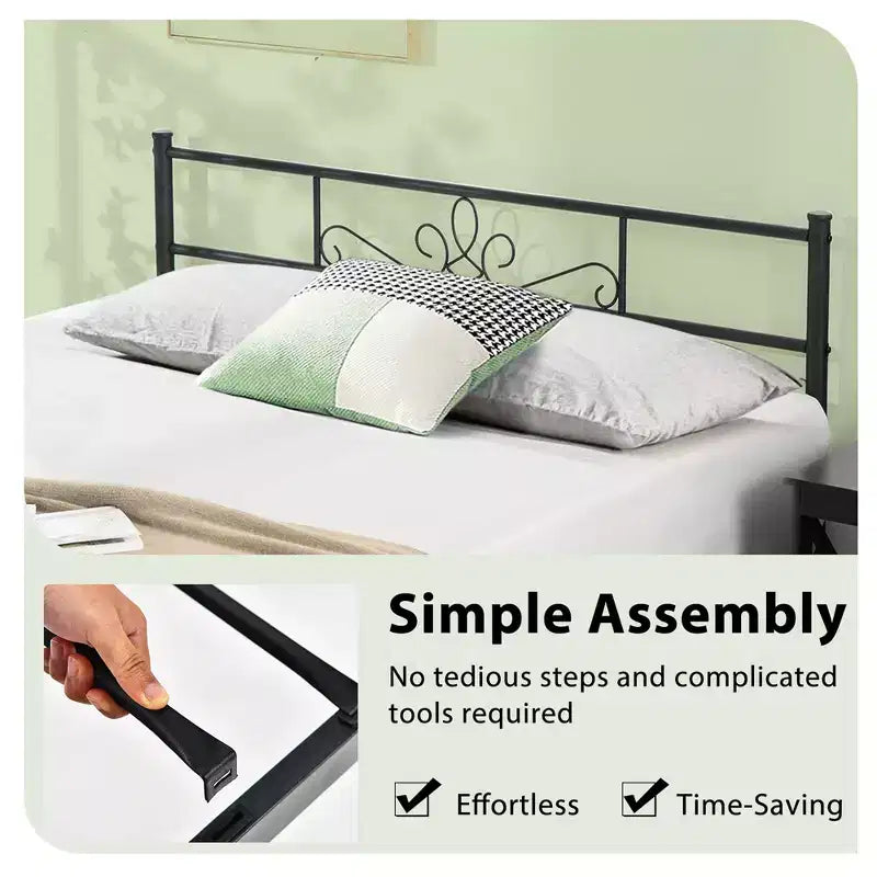 Costway Twin/Queen/Full Metal Platform Bed Frame with Headboard and Footboard No Box Spring Needed