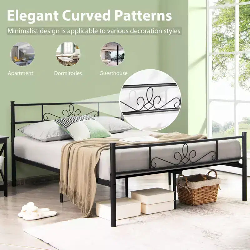 Costway Twin/Queen/Full Metal Platform Bed Frame with Headboard and Footboard No Box Spring Needed