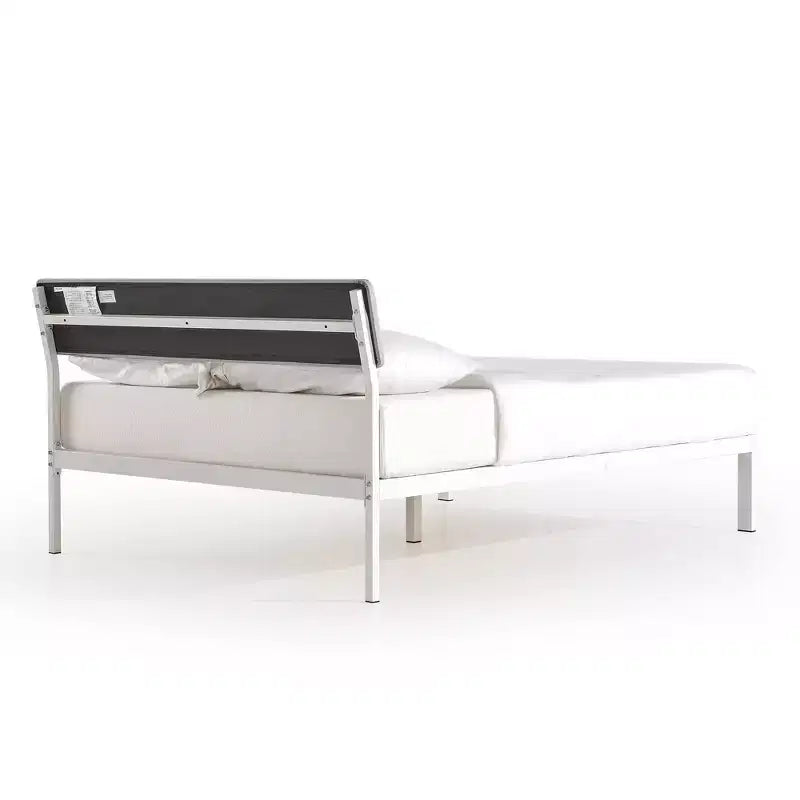 Best Price Mattress Kera Metal Platform Bed with Angled Upholstered Headboard
