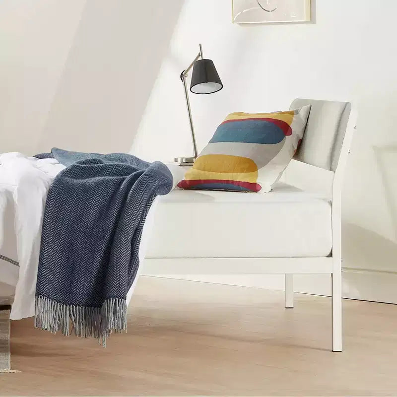 Best Price Mattress Kera Metal Platform Bed with Angled Upholstered Headboard