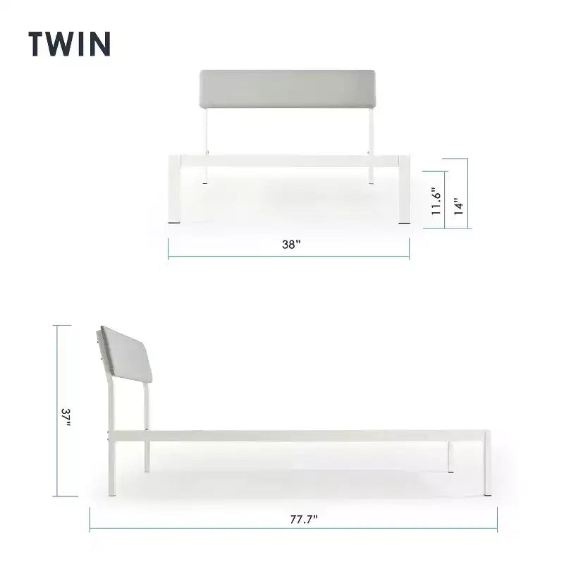 Best Price Mattress Kera Metal Platform Bed with Angled Upholstered Headboard