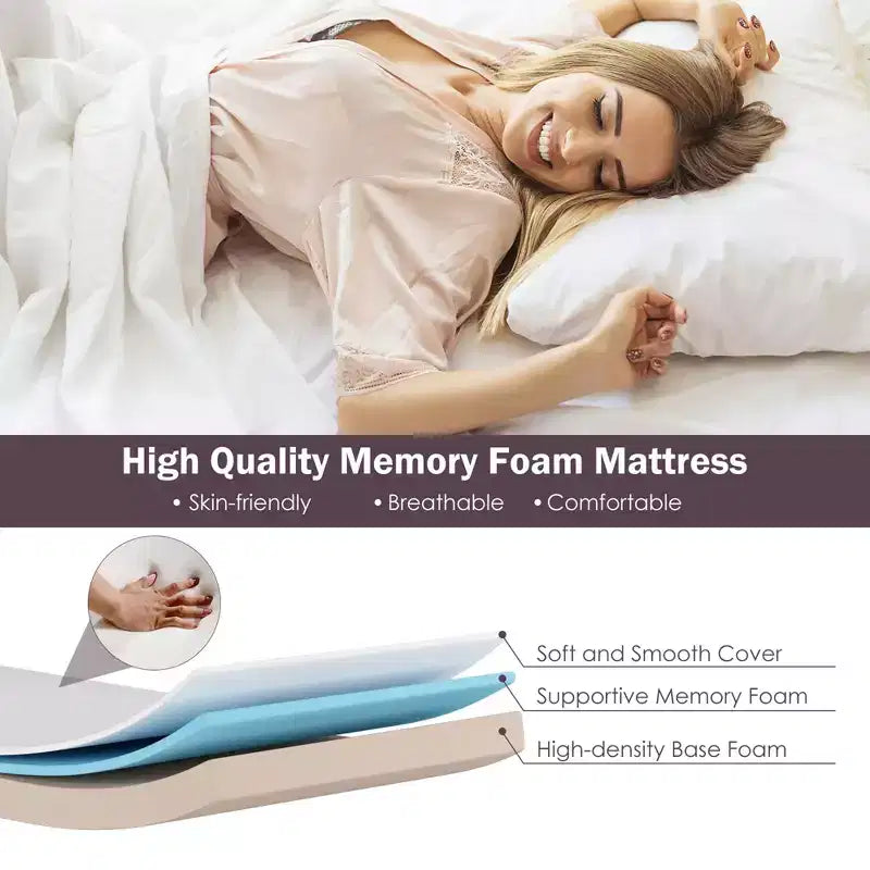 Costway Folding Bed w/Memory Foam Mattress Dust-Proof Bag Rollaway Metal Bed Sleeper Made in Italy