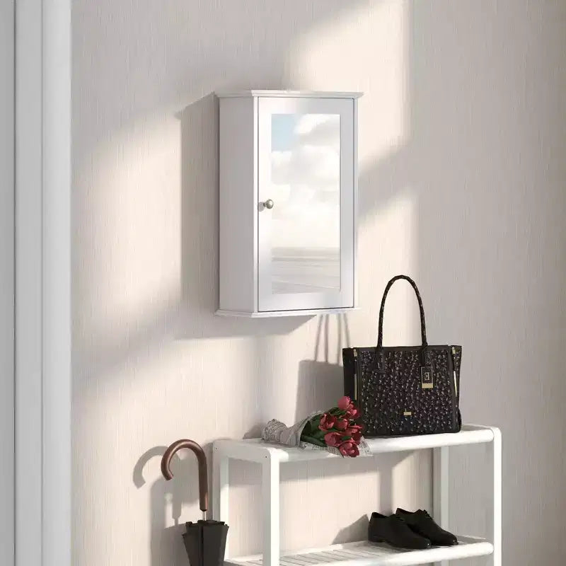 Costway Bathroom Medicine Cabinet with Mirror Cabinet Reversible Single Door Organizer