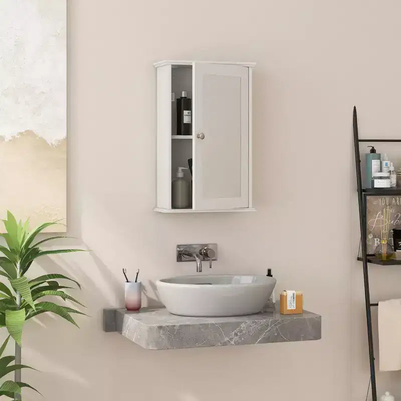 Costway Bathroom Medicine Cabinet with Mirror Cabinet Reversible Single Door Organizer