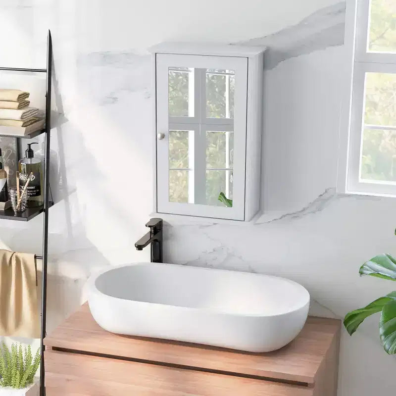 Costway Bathroom Medicine Cabinet with Mirror Cabinet Reversible Single Door Organizer
