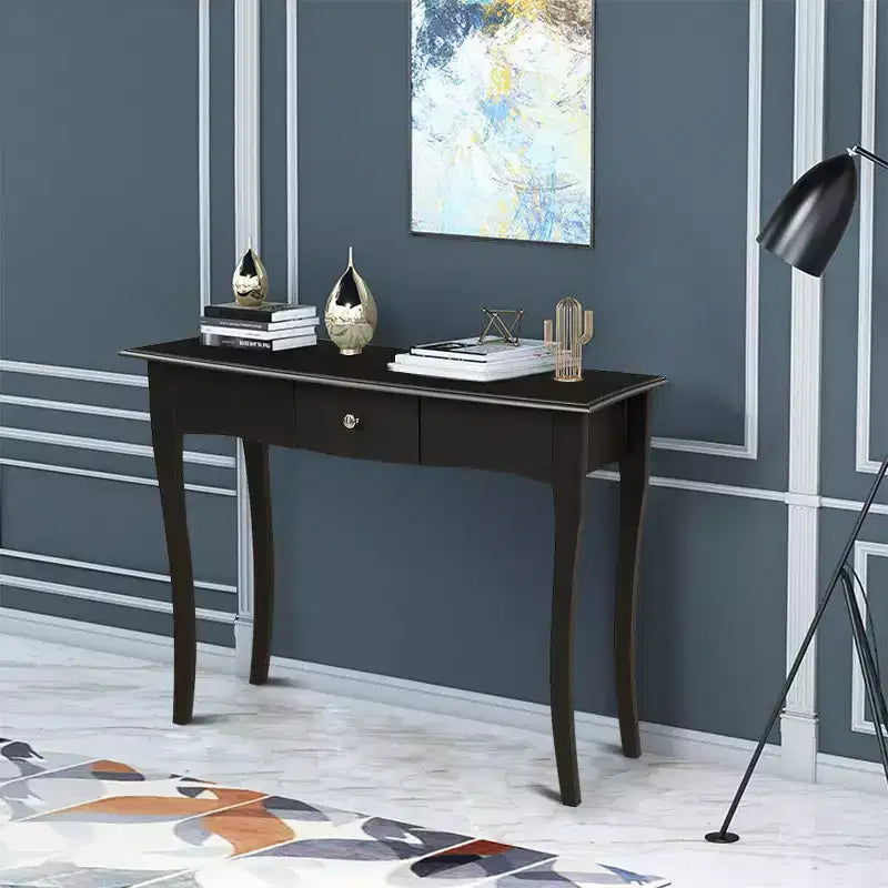 Costway Wooden Console Table Hallway Entryway Side Sofa Accent Storage Drawer Black