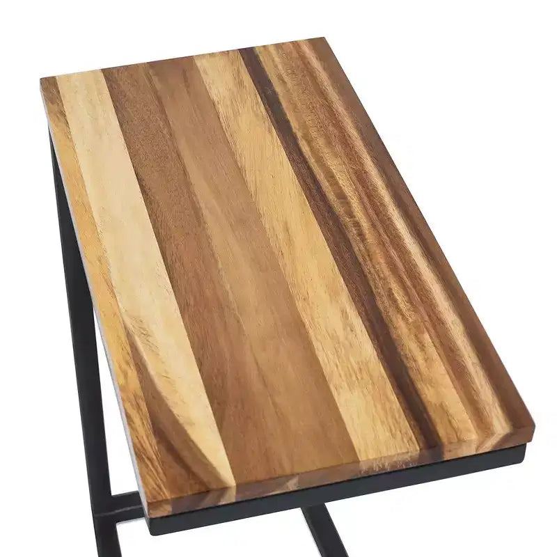 BirdRock Home Acacia Wood TV Tray C Shaped Side Table
