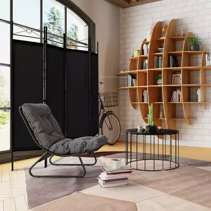 Costway 6 FT 4-Panel Folding Room Divider Freestanding Privacy Screen Steel Frame Brown\Black\White