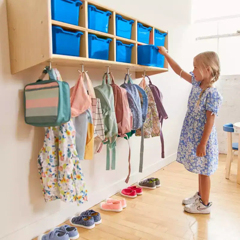 ECR4Kids Streamline 10-Section Hanging Coat Locker with 10 Scoop Front Bins, Cubby Storage