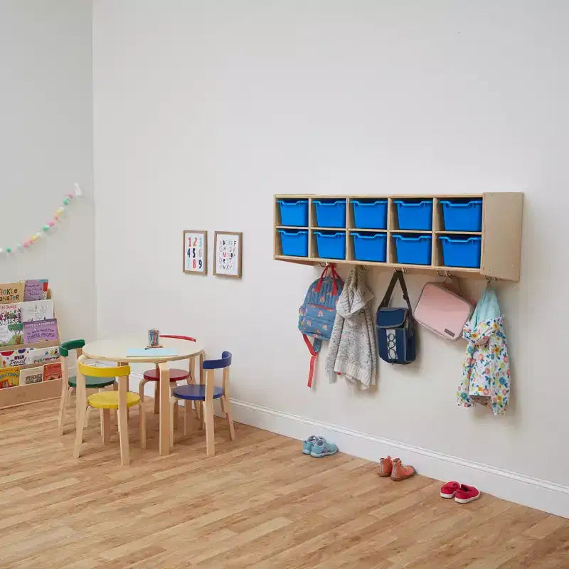 ECR4Kids Streamline 10-Section Hanging Coat Locker with 10 Scoop Front Bins, Cubby Storage