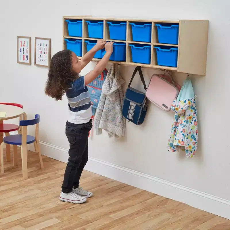 ECR4Kids Streamline 10-Section Hanging Coat Locker with 10 Scoop Front Bins, Cubby Storage