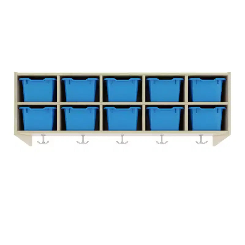 ECR4Kids Streamline 10-Section Hanging Coat Locker with 10 Scoop Front Bins, Cubby Storage