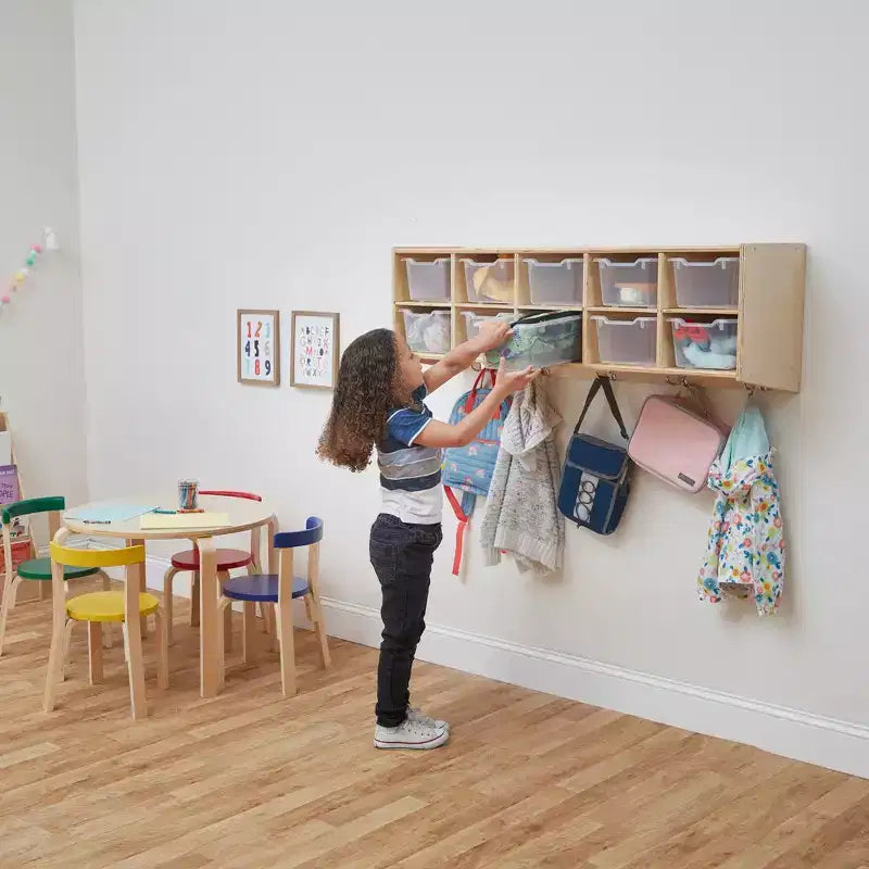 ECR4Kids Streamline 10-Section Hanging Coat Locker with 10 Scoop Front Bins, Cubby Storage