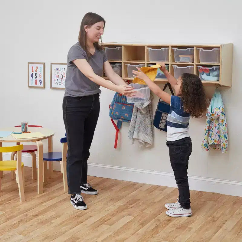 ECR4Kids Streamline 10-Section Hanging Coat Locker with 10 Scoop Front Bins, Cubby Storage