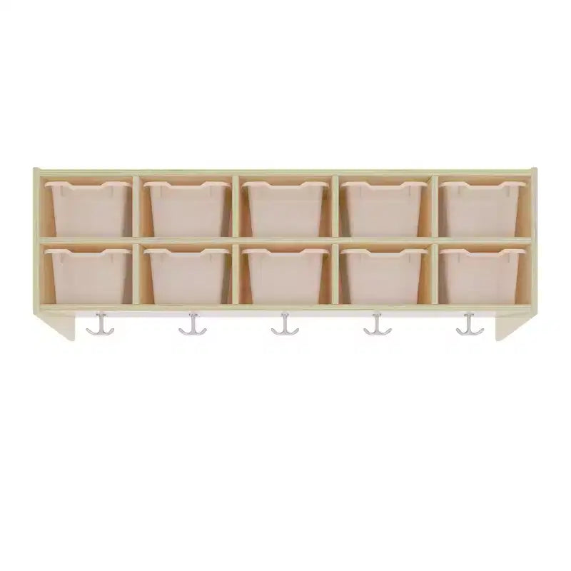 ECR4Kids Streamline 10-Section Hanging Coat Locker with 10 Scoop Front Bins, Cubby Storage