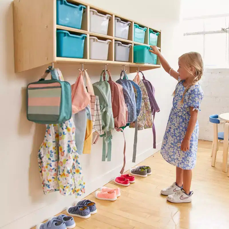 ECR4Kids Streamline 10-Section Hanging Coat Locker with 10 Scoop Front Bins, Cubby Storage