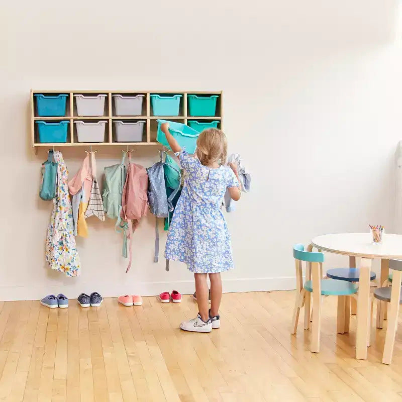 ECR4Kids Streamline 10-Section Hanging Coat Locker with 10 Scoop Front Bins, Cubby Storage