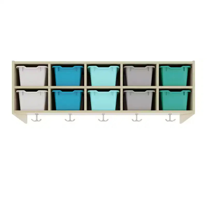 ECR4Kids Streamline 10-Section Hanging Coat Locker with 10 Scoop Front Bins, Cubby Storage