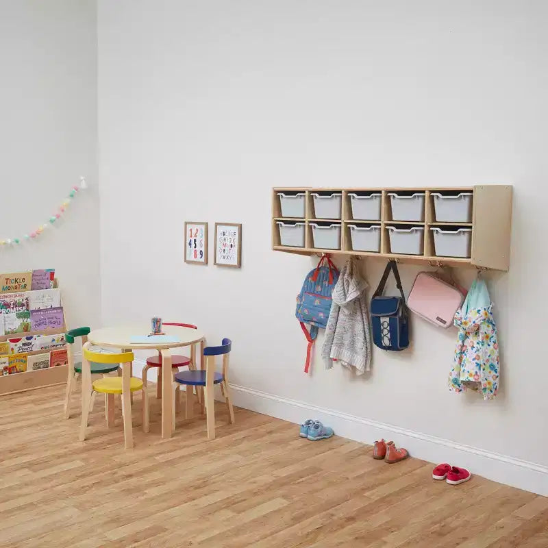 ECR4Kids Streamline 10-Section Hanging Coat Locker with 10 Scoop Front Bins, Cubby Storage