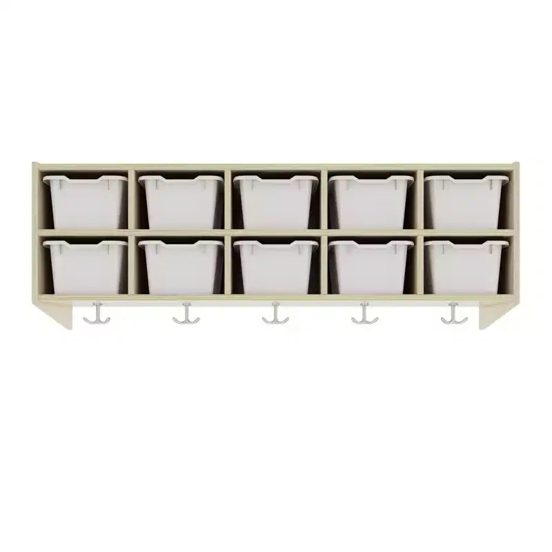 ECR4Kids Streamline 10-Section Hanging Coat Locker with 10 Scoop Front Bins, Cubby Storage