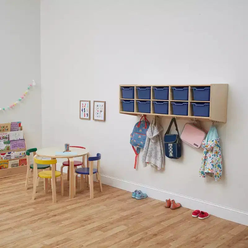 ECR4Kids Streamline 10-Section Hanging Coat Locker with 10 Scoop Front Bins, Cubby Storage