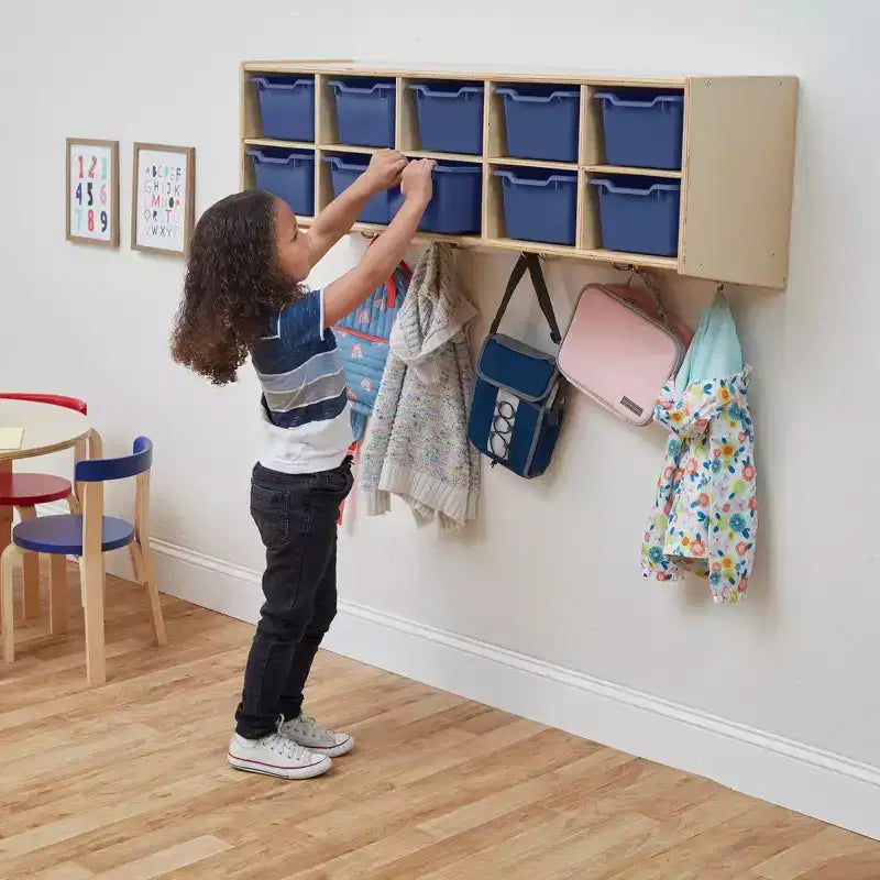 ECR4Kids Streamline 10-Section Hanging Coat Locker with 10 Scoop Front Bins, Cubby Storage