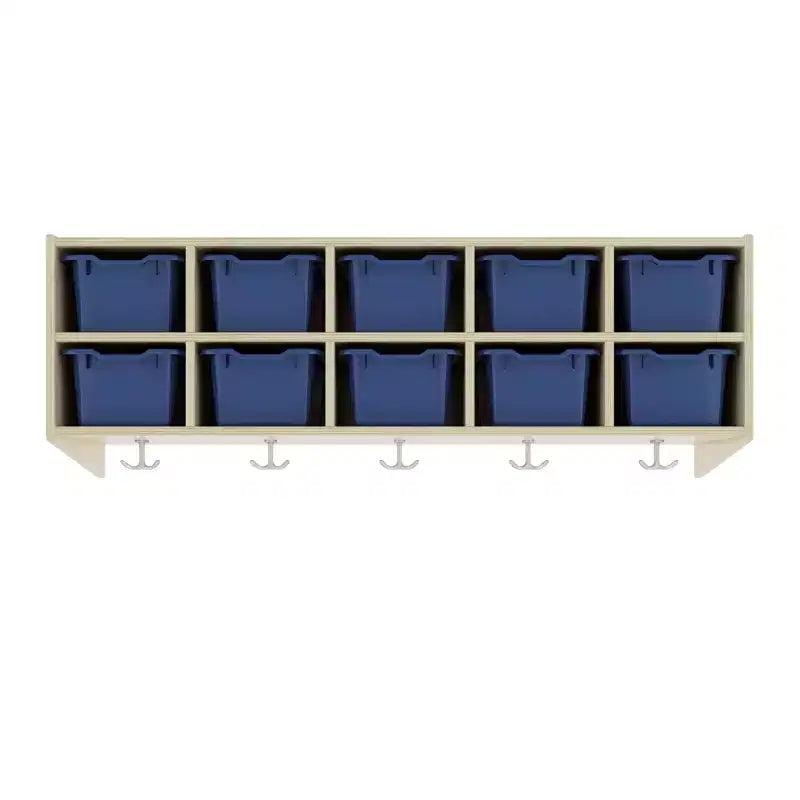 ECR4Kids Streamline 10-Section Hanging Coat Locker with 10 Scoop Front Bins, Cubby Storage