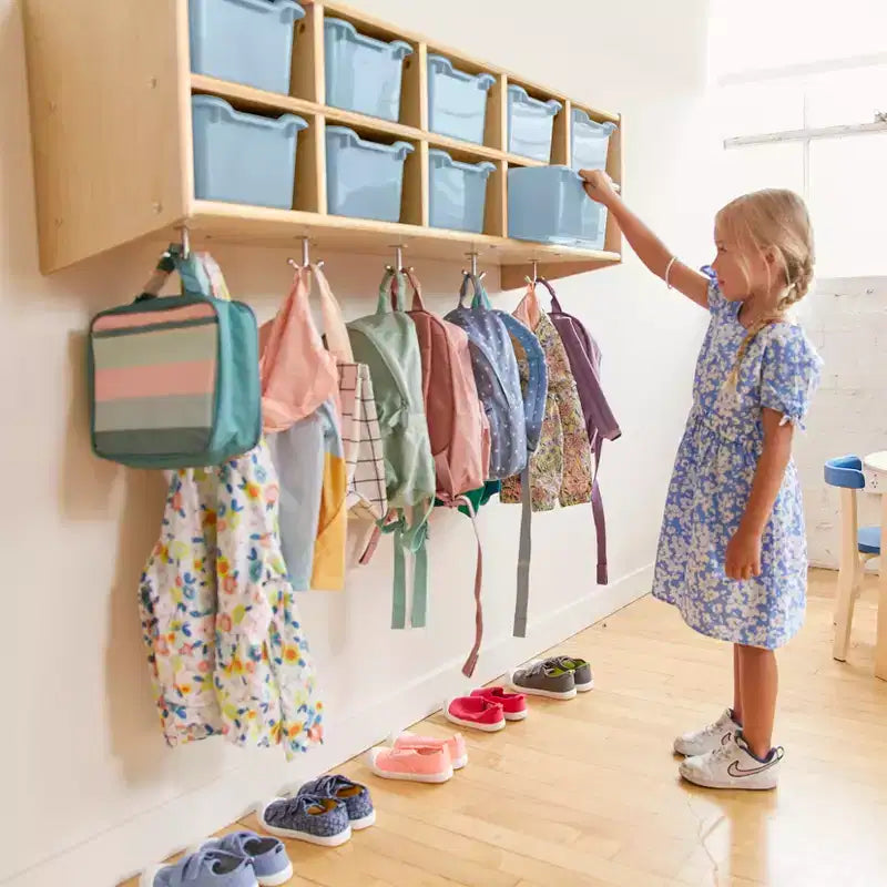 ECR4Kids Streamline 10-Section Hanging Coat Locker with 10 Scoop Front Bins, Cubby Storage
