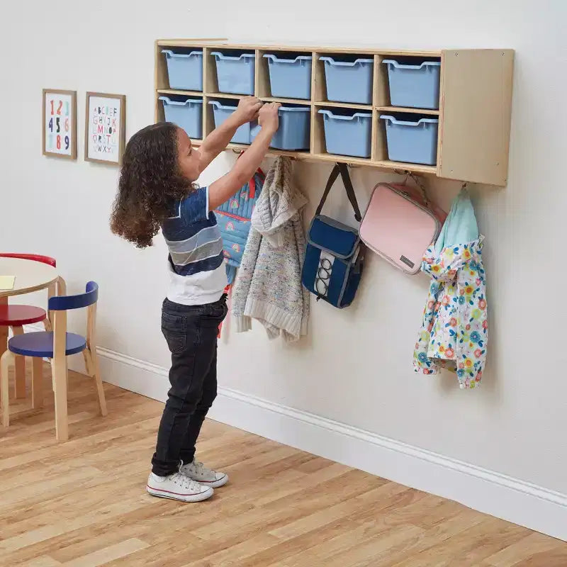 ECR4Kids Streamline 10-Section Hanging Coat Locker with 10 Scoop Front Bins, Cubby Storage