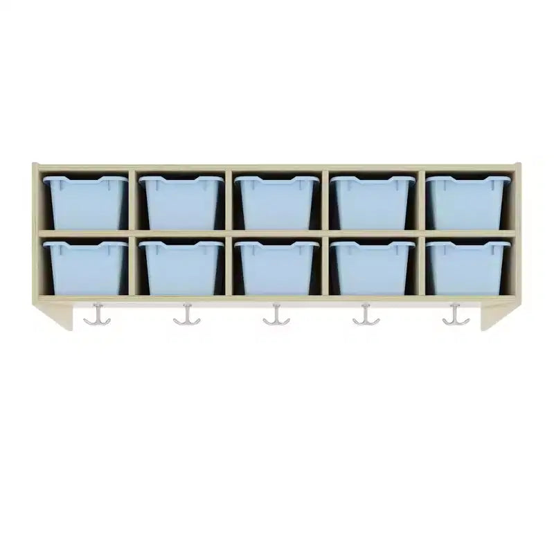 ECR4Kids Streamline 10-Section Hanging Coat Locker with 10 Scoop Front Bins, Cubby Storage