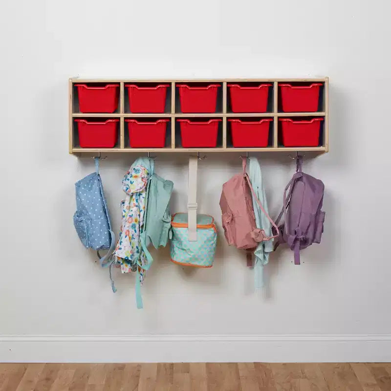 ECR4Kids Streamline 10-Section Hanging Coat Locker with 10 Scoop Front Bins, Cubby Storage