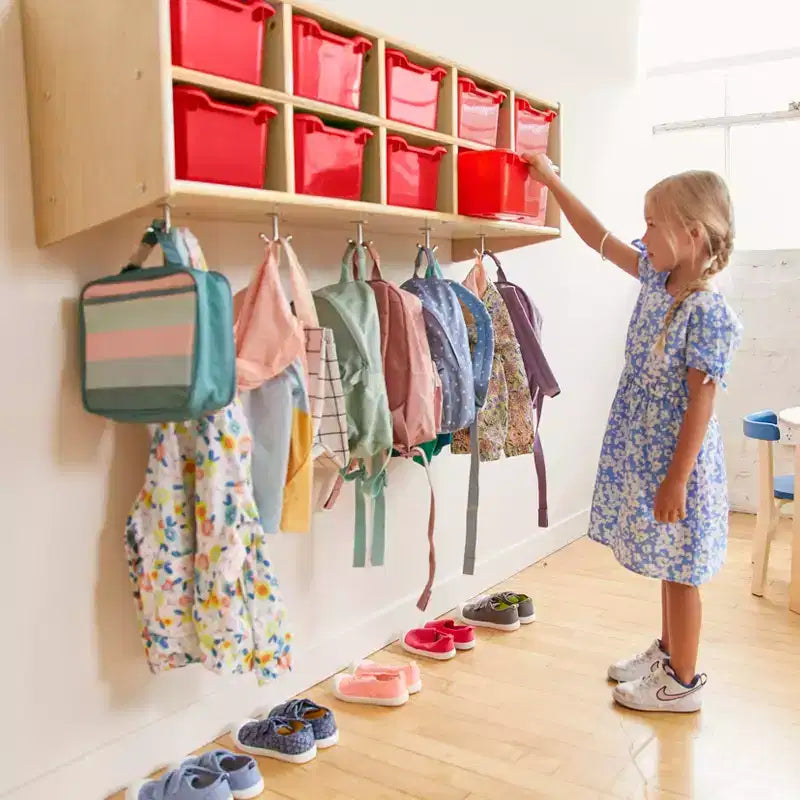 ECR4Kids Streamline 10-Section Hanging Coat Locker with 10 Scoop Front Bins, Cubby Storage