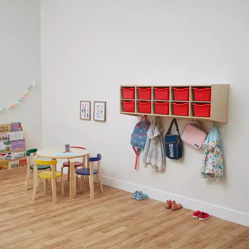 ECR4Kids Streamline 10-Section Hanging Coat Locker with 10 Scoop Front Bins, Cubby Storage
