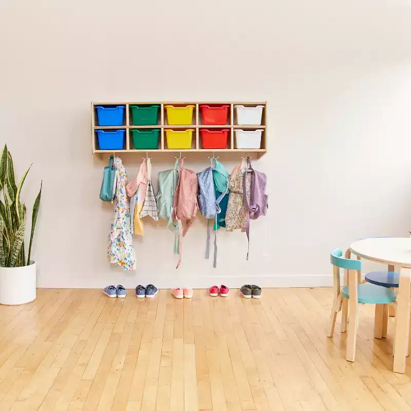 ECR4Kids Streamline 10-Section Hanging Coat Locker with 10 Scoop Front Bins, Cubby Storage