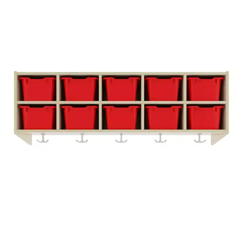 ECR4Kids Streamline 10-Section Hanging Coat Locker with 10 Scoop Front Bins, Cubby Storage