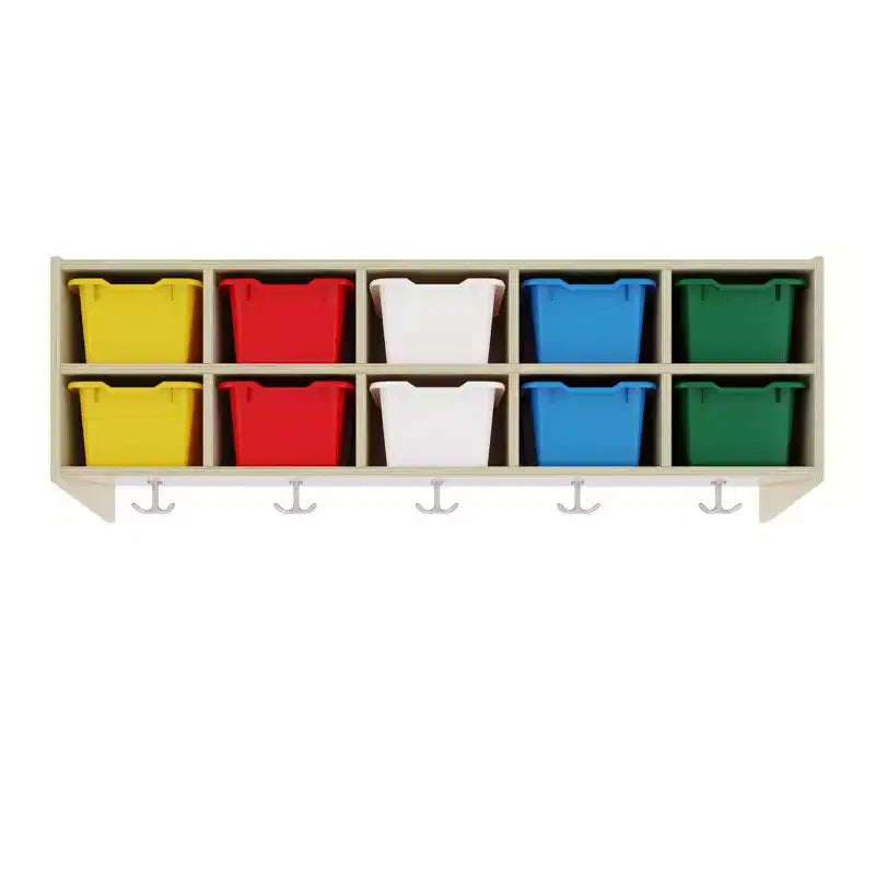 ECR4Kids Streamline 10-Section Hanging Coat Locker with 10 Scoop Front Bins, Cubby Storage