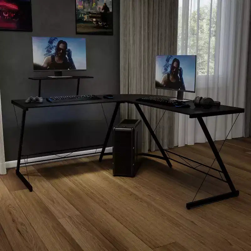 Emma and Oliver L-Shaped Computer Desk, Gaming Desk, Home Office Desk, Frame