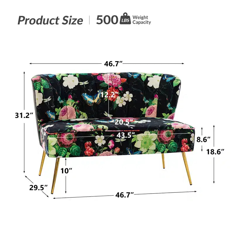 Trento 47 Contemporary Loveseat with Floral Patterns| ART OF LIVING DESIGNS