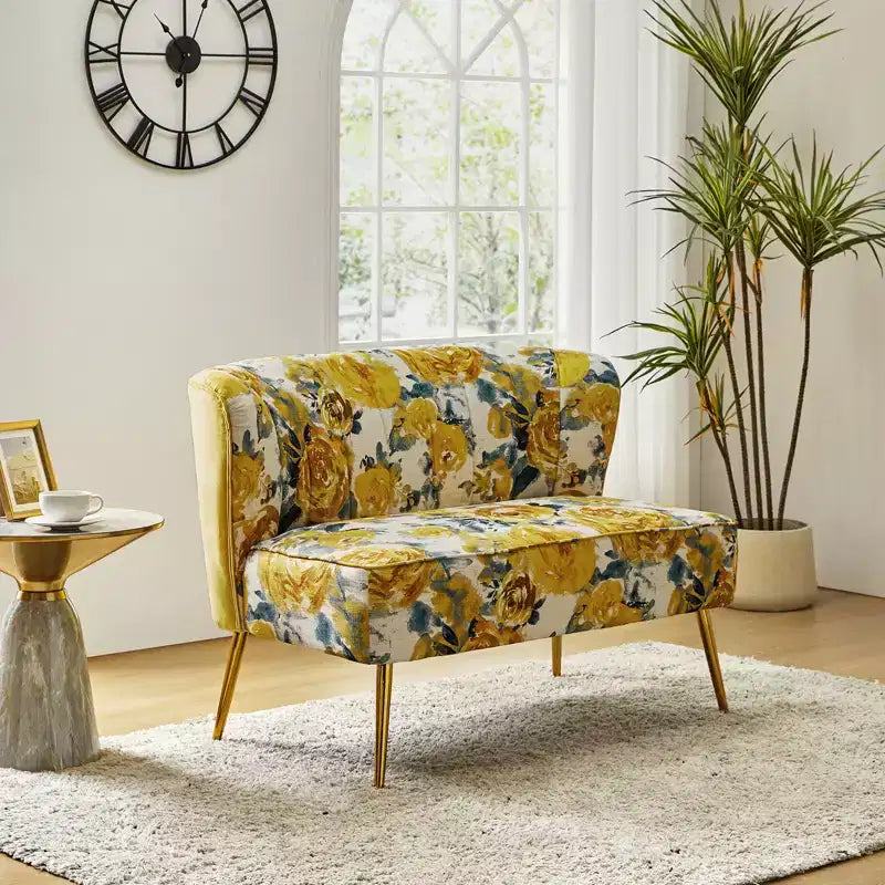 Trento 47 Contemporary Loveseat with Floral Patterns| ART OF LIVING DESIGNS