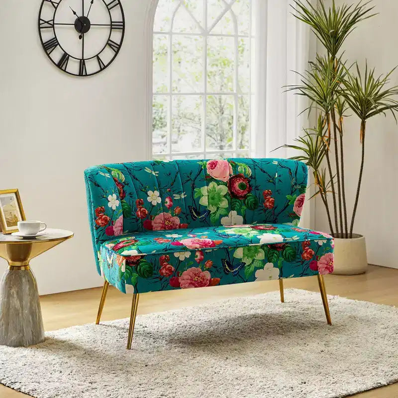 Trento 47 Contemporary Loveseat with Floral Patterns| ART OF LIVING DESIGNS