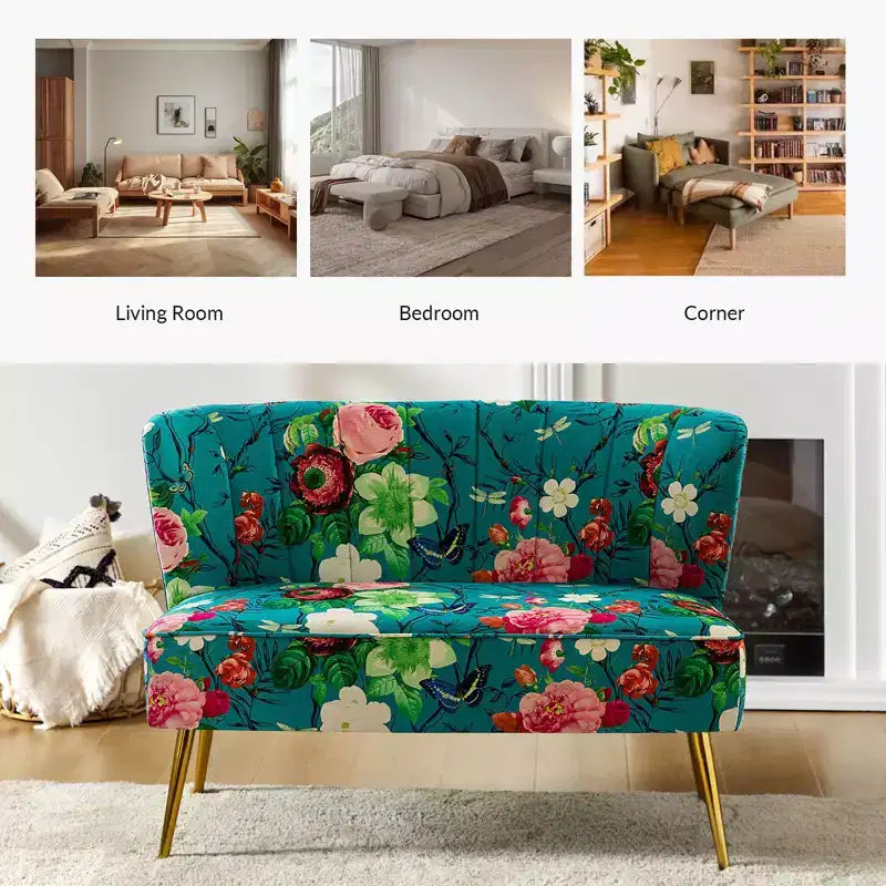Trento 47 Contemporary Loveseat with Floral Patterns| ART OF LIVING DESIGNS