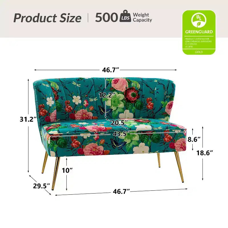 Trento 47 Contemporary Loveseat with Floral Patterns| ART OF LIVING DESIGNS