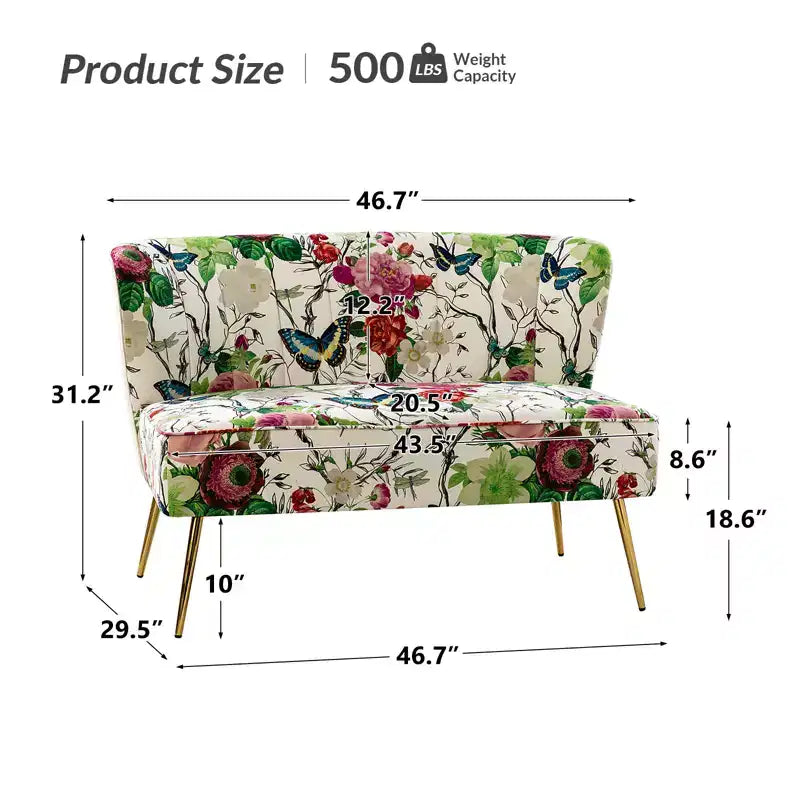 Trento 47 Contemporary Loveseat with Floral Patterns| ART OF LIVING DESIGNS