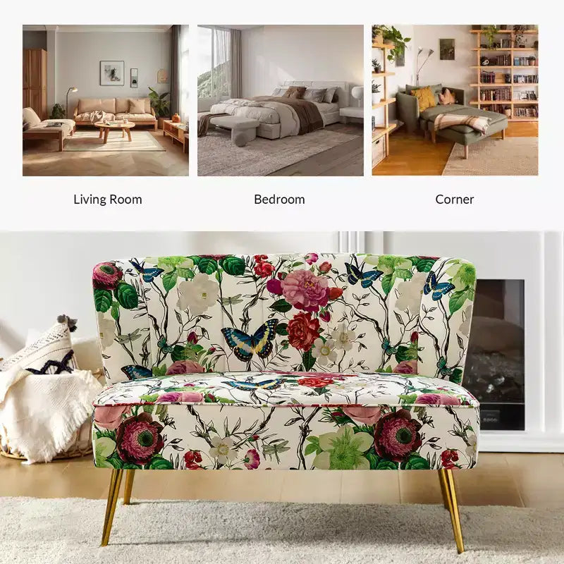 Trento 47 Contemporary Loveseat with Floral Patterns| ART OF LIVING DESIGNS