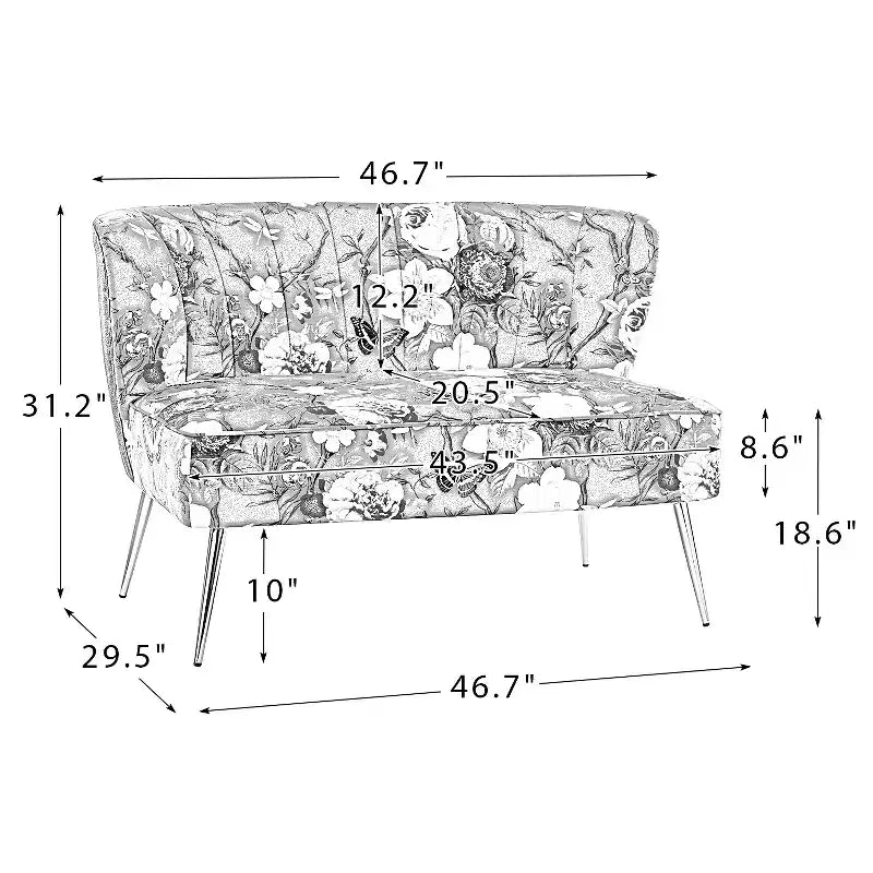 Trento 47 Contemporary Loveseat with Floral Patterns| ART OF LIVING DESIGNS